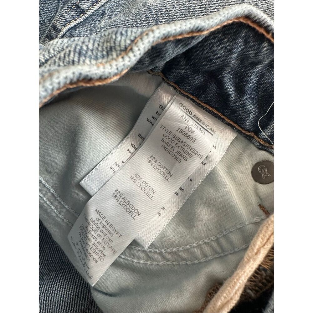 🌸 Good American Medium Wash Extreme Barrel Jeans Size 2 or 26 - Picture 4 of 5